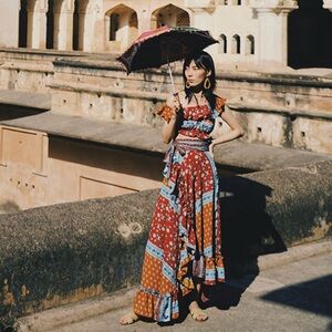 Guka Since Then Asymmetric Crop Top Sarong Skirt Set